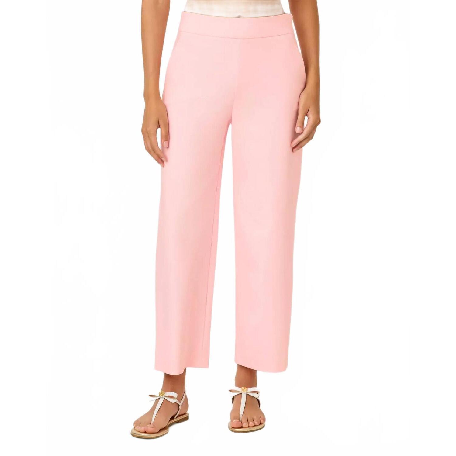 New Lilly Pulitzer Sarissa High Rise Crop Pant In Pink Muse